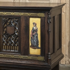 19th Century Italian Gothic Walnut Raised Buffet with Painted Panels