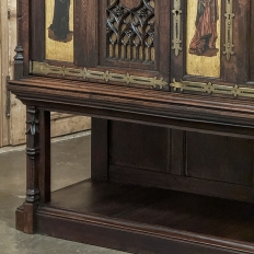 19th Century Italian Gothic Walnut Raised Buffet with Painted Panels