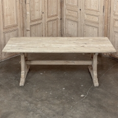 Rustic Antique Trestle Table ~ Dining Table in Stripped Oak