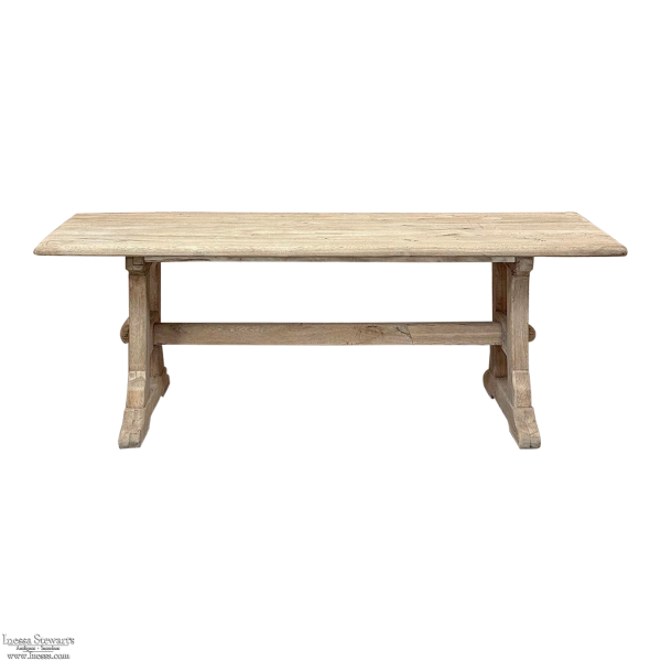 Rustic Antique Trestle Table ~ Dining Table in Stripped Oak