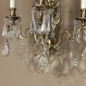 Pair Solid Brass & Crystal French Style Wall Sconces