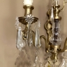 Pair Solid Brass & Crystal French Style Wall Sconces