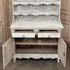 19th Century Country French Whitewashed Vaisselier ~ Buffet ~ Cupboard