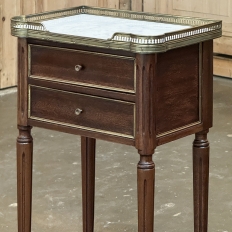 Pair Antique French Directoire Style End Tables with Carrara Marble