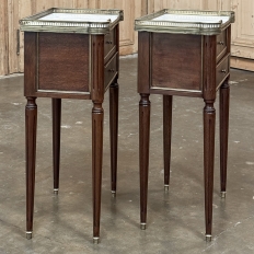 Pair Antique French Directoire Style End Tables with Carrara Marble