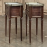 Pair Antique French Directoire Style End Tables with Carrara Marble