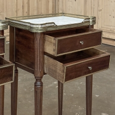 Pair Antique French Directoire Style End Tables with Carrara Marble