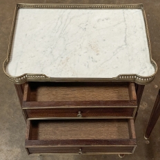 Pair Antique French Directoire Style End Tables with Carrara Marble