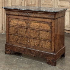 19th Century French Louis Philippe Period Burl Walnut Commode