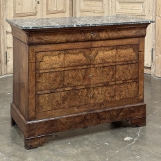 19th Century French Louis Philippe Period Burl Walnut Commode