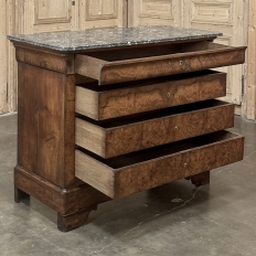 19th Century French Louis Philippe Period Burl Walnut Commode