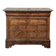 19th Century French Louis Philippe Period Burl Walnut Commode