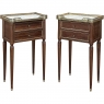 Pair Antique French Directoire Style End Tables with Carrara Marble