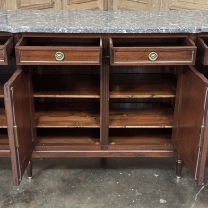 Antique French Louis XVI Neoclassical Marble Top Mahogany Buffet