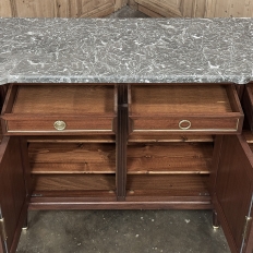 Antique French Louis XVI Neoclassical Marble Top Mahogany Buffet