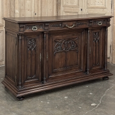 19th Century French Gothic Walnut Buffet