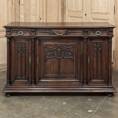 19th Century French Gothic Walnut Buffet