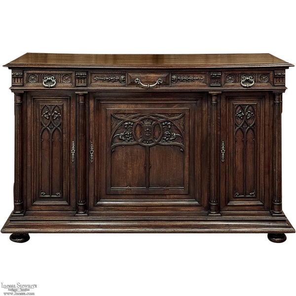 19th Century French Gothic Walnut Buffet