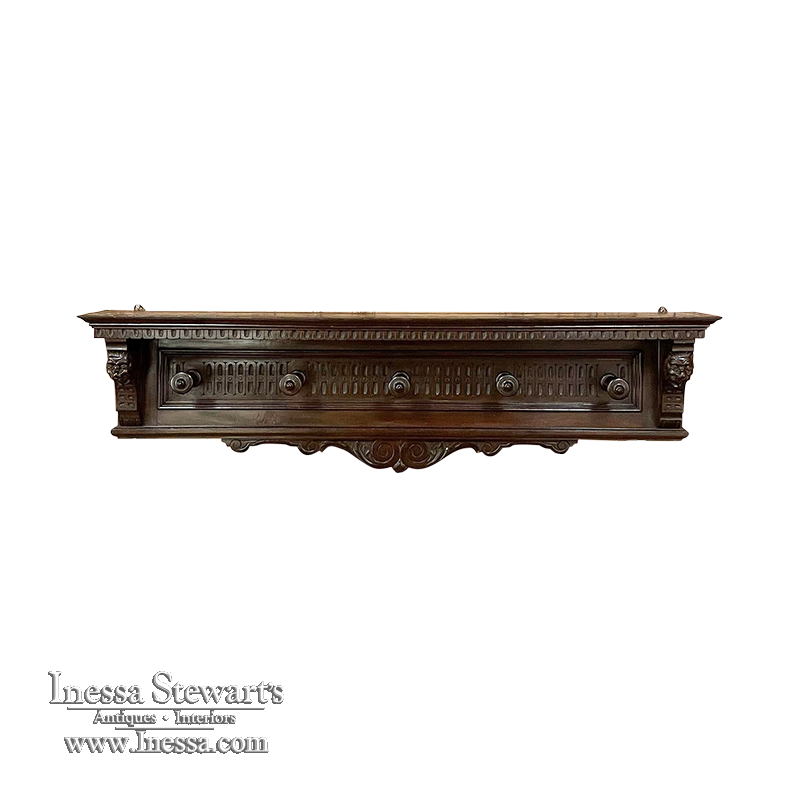 19th Century Italian Renaissance Walnut Hat & Coat Rack