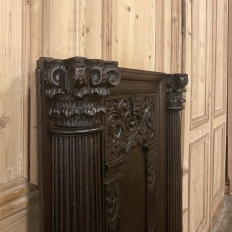 17th Century French Hand-Carved Cabinet Door with Half-Column Pilasters