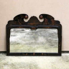 Antique French Chinoiserie Hand-Painted Beveled Mirror