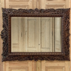 19th Century French Renaissance Carved Walnut Wall Mirror