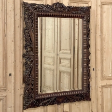 19th Century French Renaissance Carved Walnut Wall Mirror