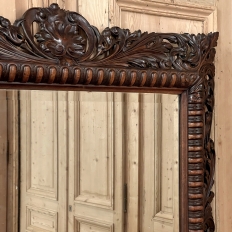 19th Century French Renaissance Carved Walnut Wall Mirror