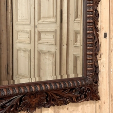 19th Century French Renaissance Carved Walnut Wall Mirror