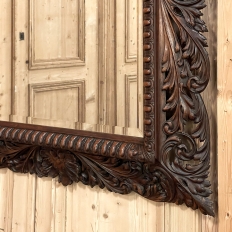 19th Century French Renaissance Carved Walnut Wall Mirror