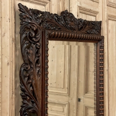 19th Century French Renaissance Carved Walnut Wall Mirror