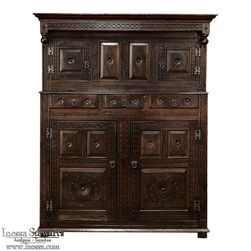 19th Century Rustic Renaissance Two-Tiered Cabinet