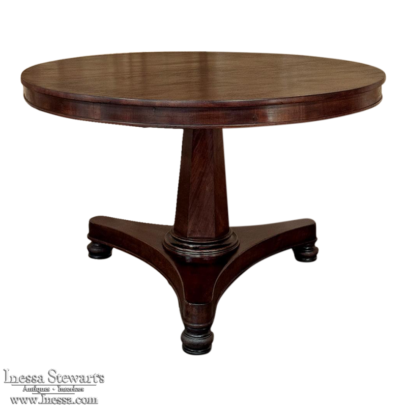 19th Century French Directoire Mahogany Round Dining Table