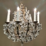 Mid-Century Italian Brass & Crystal Flower Chandelier