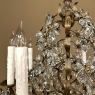 Mid-Century Italian Brass & Crystal Flower Chandelier