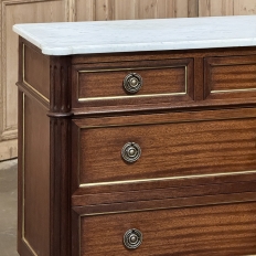 Antique French Louis XVI Mahogany Commode with Carrara Marble