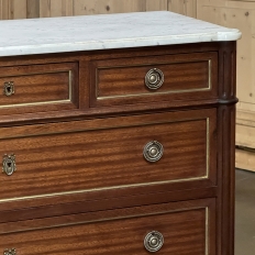 Antique French Louis XVI Mahogany Commode with Carrara Marble