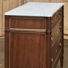 Antique French Louis XVI Mahogany Commode with Carrara Marble