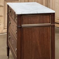 Antique French Louis XVI Mahogany Commode with Carrara Marble