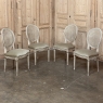 Set of 8 Antique French Louis XVI Painted Dining Chairs with Mohair & Cane