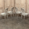 Set of 8 Antique French Louis XVI Painted Dining Chairs with Mohair & Cane