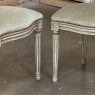 Set of 8 Antique French Louis XVI Painted Dining Chairs with Mohair & Cane