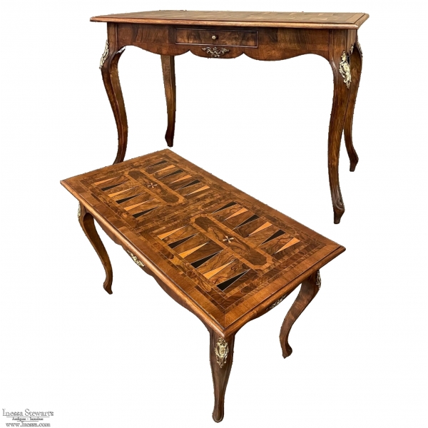 Antique Italian Inlaid Walnut Game Table