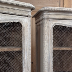 Pair 19th Century Country French Louis XVI Whitewashed Bookcases