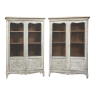 Pair 19th Century Country French Louis XVI Whitewashed Bookcases