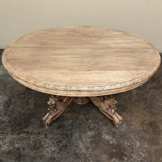 19th Century French Renaissance Oval Center Table ~ Dining Table in Stripped Oak