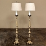 Pair 19th Century Bronze Candlestick Floor Lamps