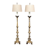 Pair 19th Century Bronze Candlestick Floor Lamps