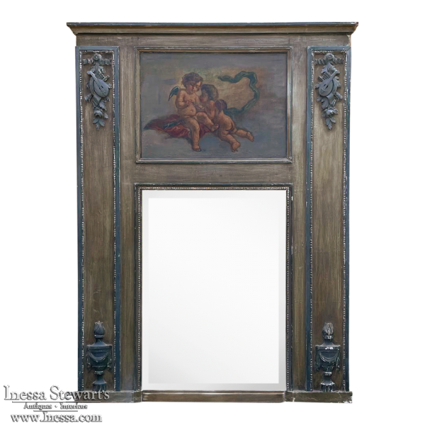 19th Century French Louis XVI Painted Trumeau ~ Mirror