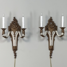 Pair Antique French Louis XV Painted Wall Sconces